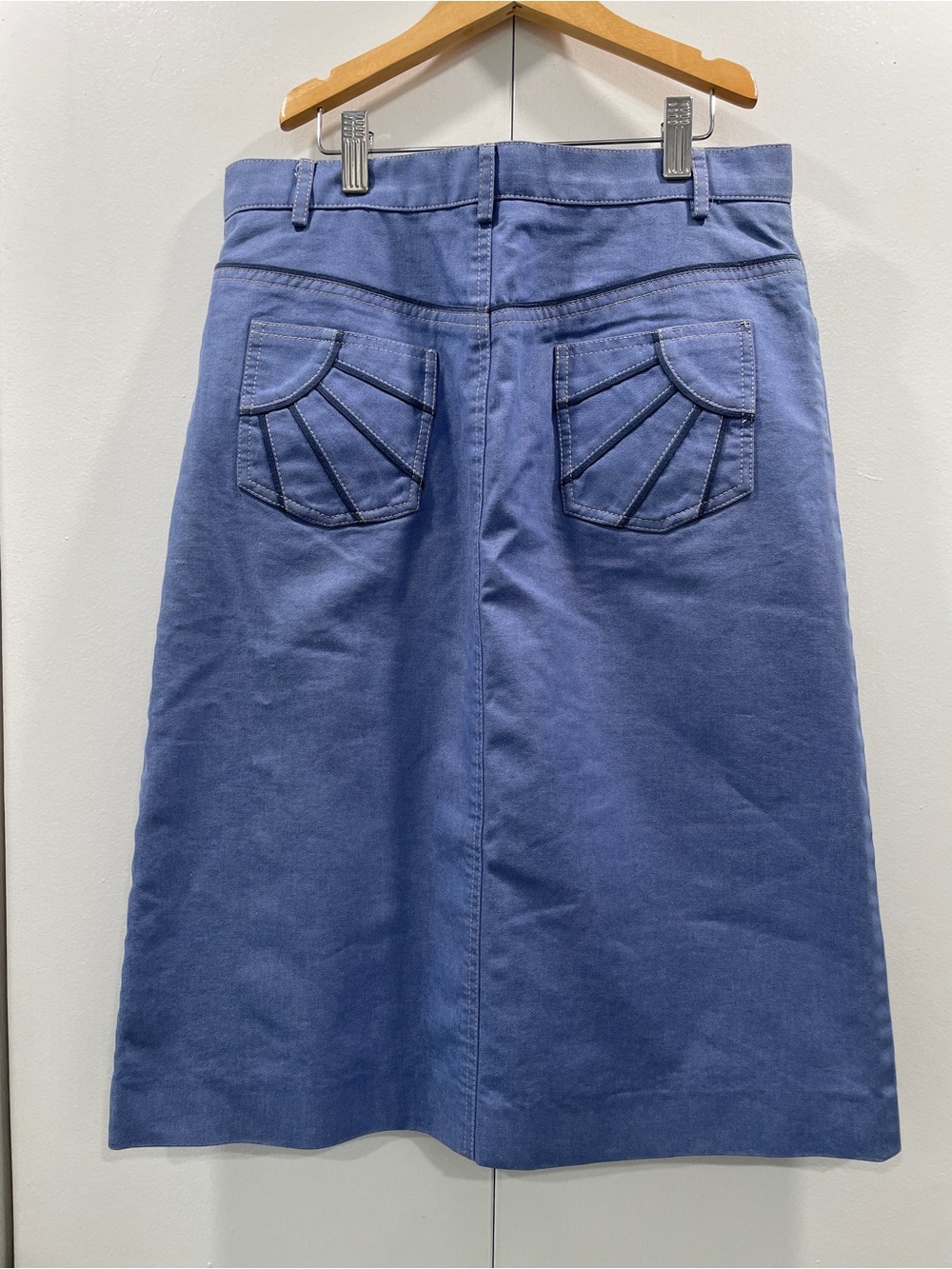 Marc Jacobs Indigo A-Line denim Skirt with Sunburst Back Pockets